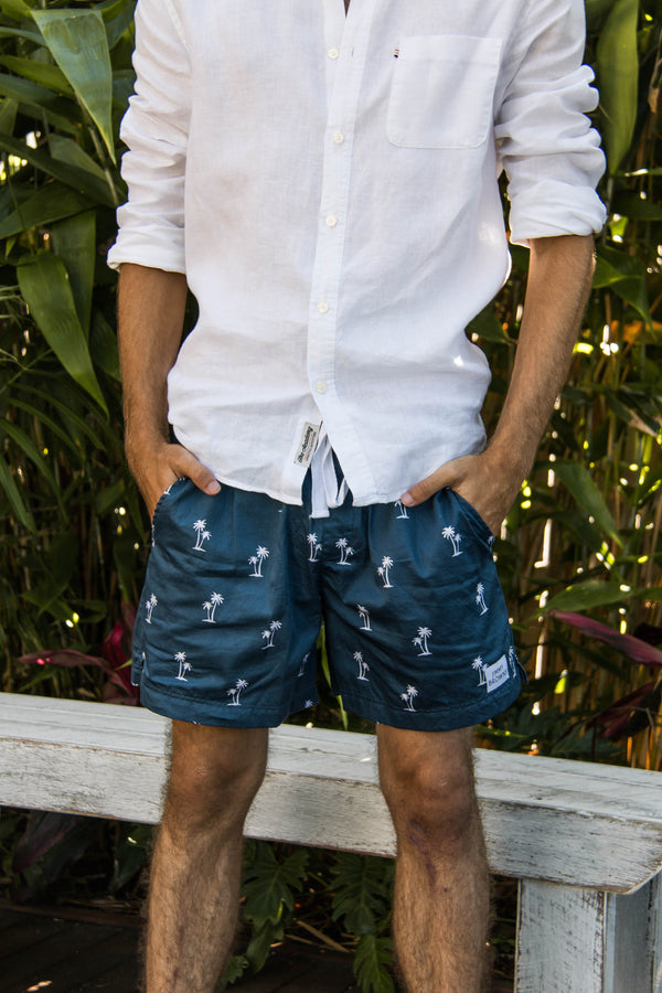 Mens Palm Tree Shorts Mid Length