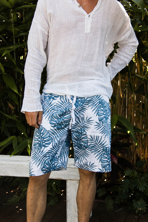 Mens Palm Leaf Shorts Knee Length